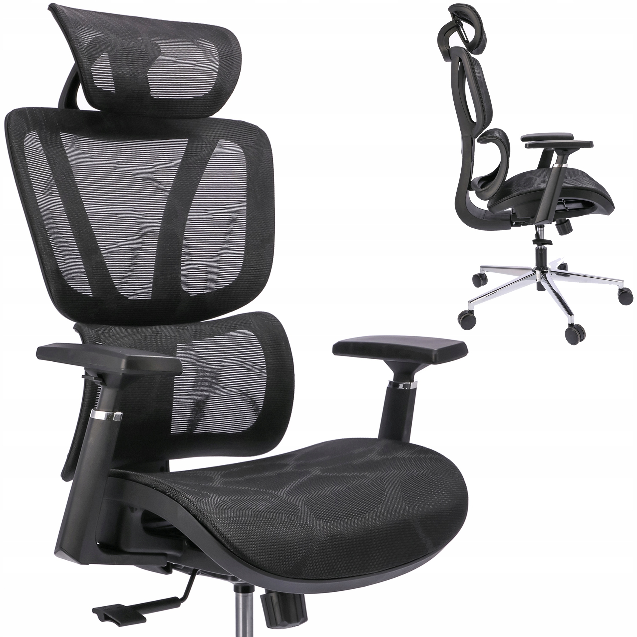 Fotel obrotowy biurowy ergonomiczny czarny Neova