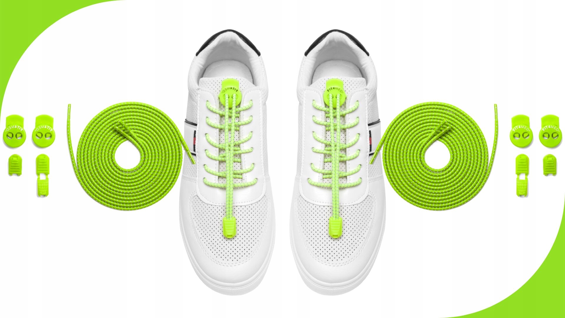 Sznurówki elastyczne bez wiązania odblaskowe 2szt sznurowadła do biegania Materiał nylon