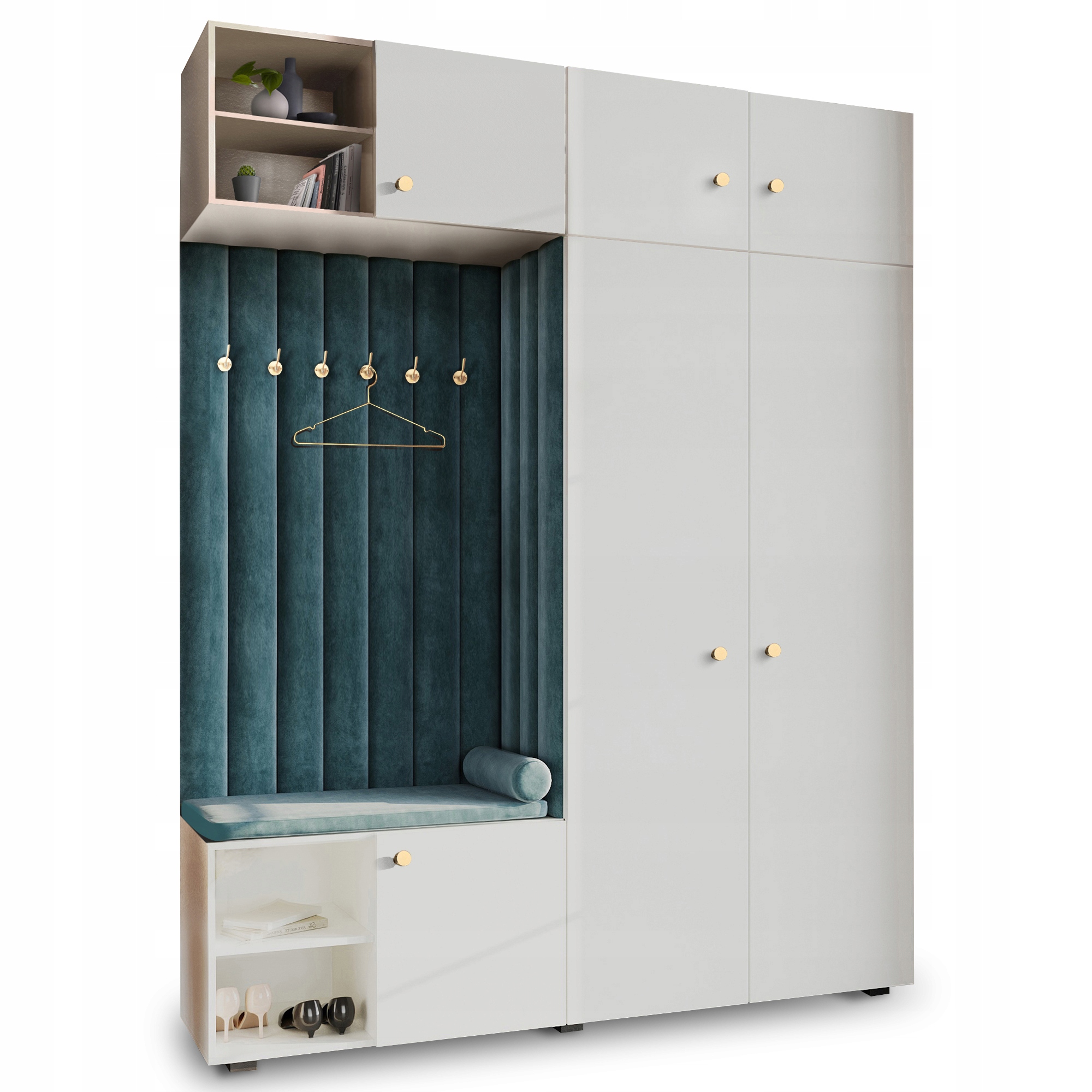 Šatní Skříň Do Předsíně S Sedákem A Závěsnou Skříňkou S Nadstavbou A Knoflíkem 75