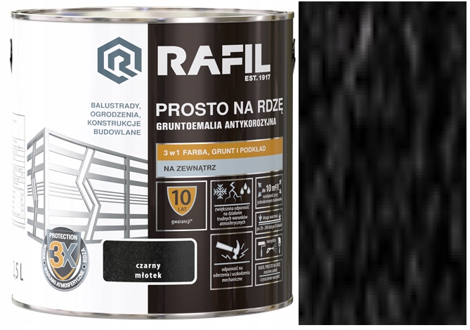 Rafil Smalt Přímo Na Rez 2,5 L, Barva Černá, Kladivo