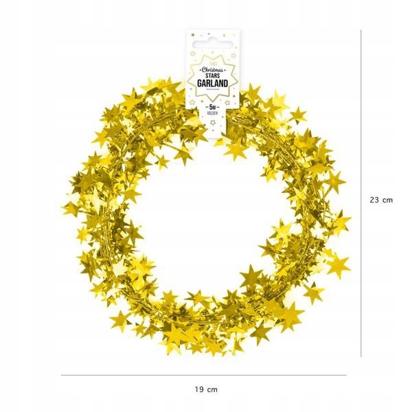 GIRLANDA FOLIOWA GWIAZDKI ZŁOTA BOŻE NARODZENIE Marka PartyPal