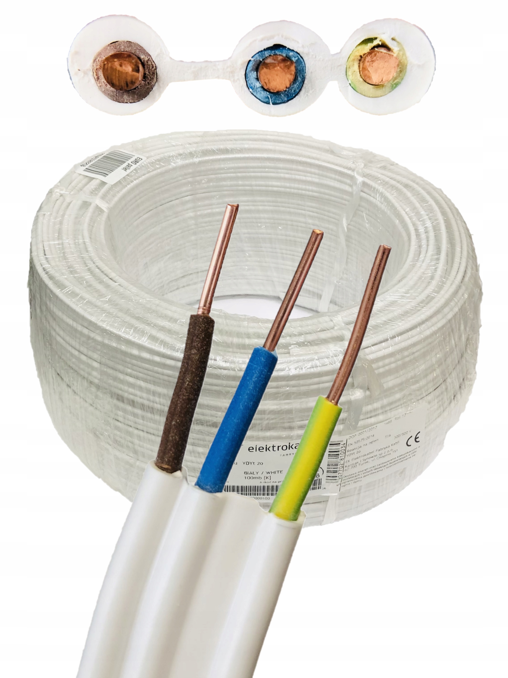 Kábel YDYt 3x1,5 mm 500 V, inštalačný kábel pod omietku 100 m