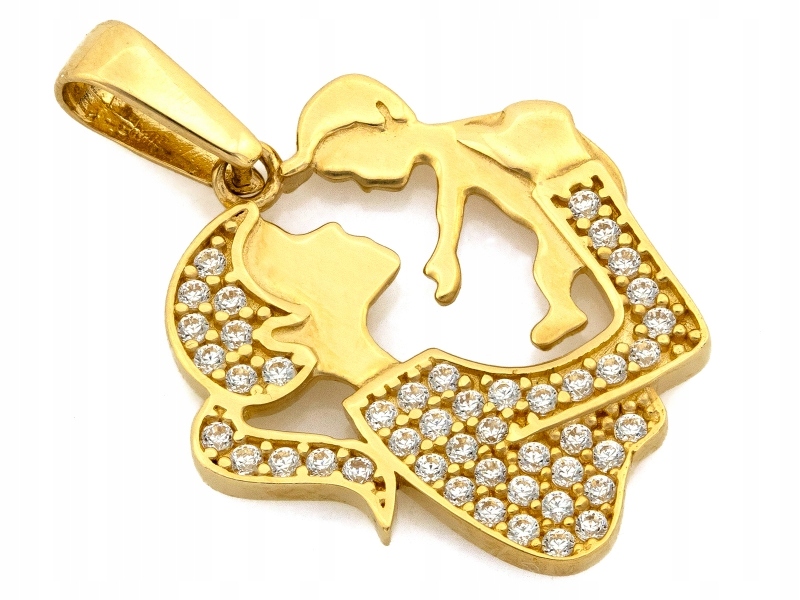 Zlatý přívěsek 585 maminka a dítě s zirkony je ideální jako dárek pro maminku