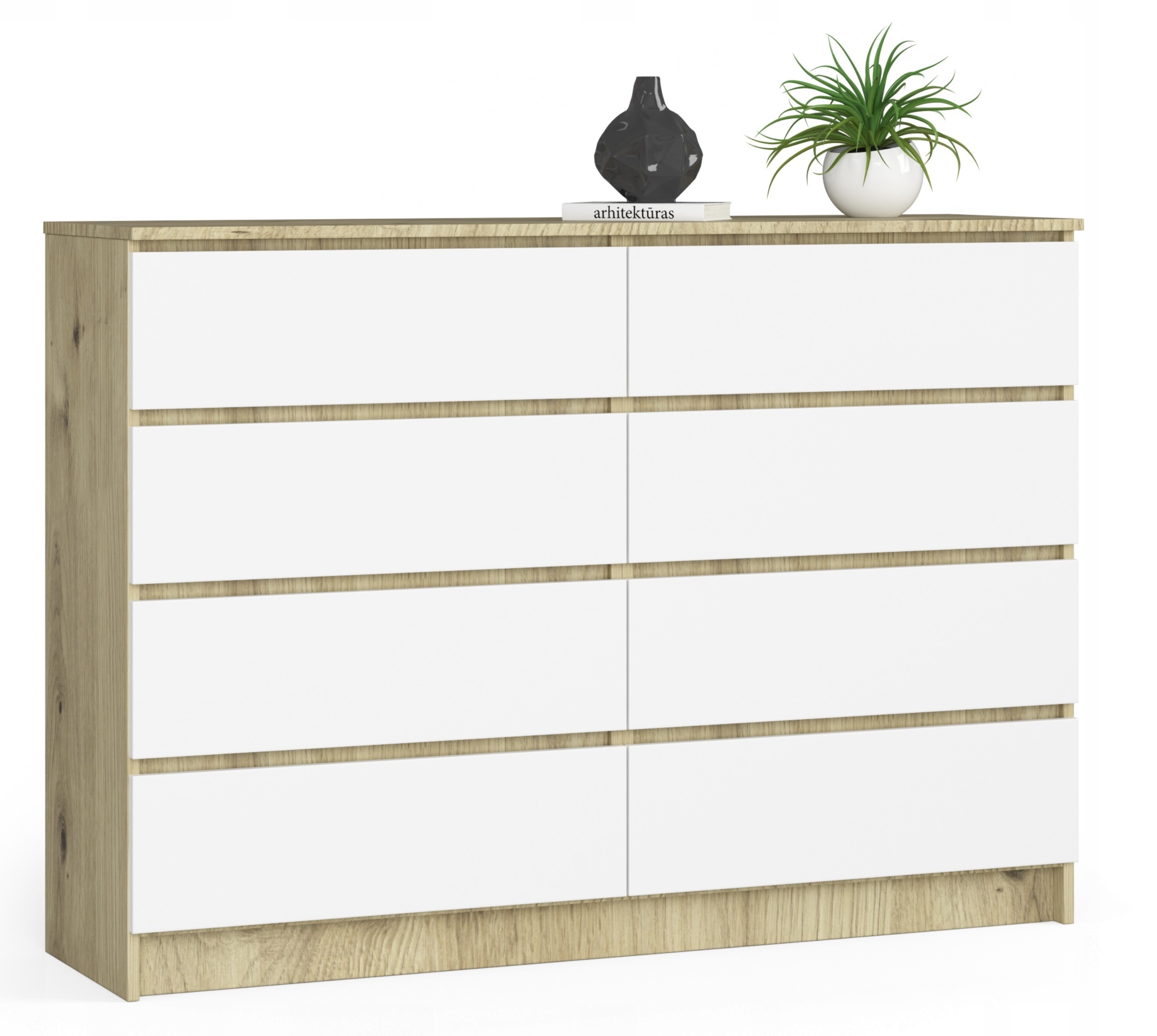 Komoda, skrinka K140 8 zásuviek artisan-biela Akd