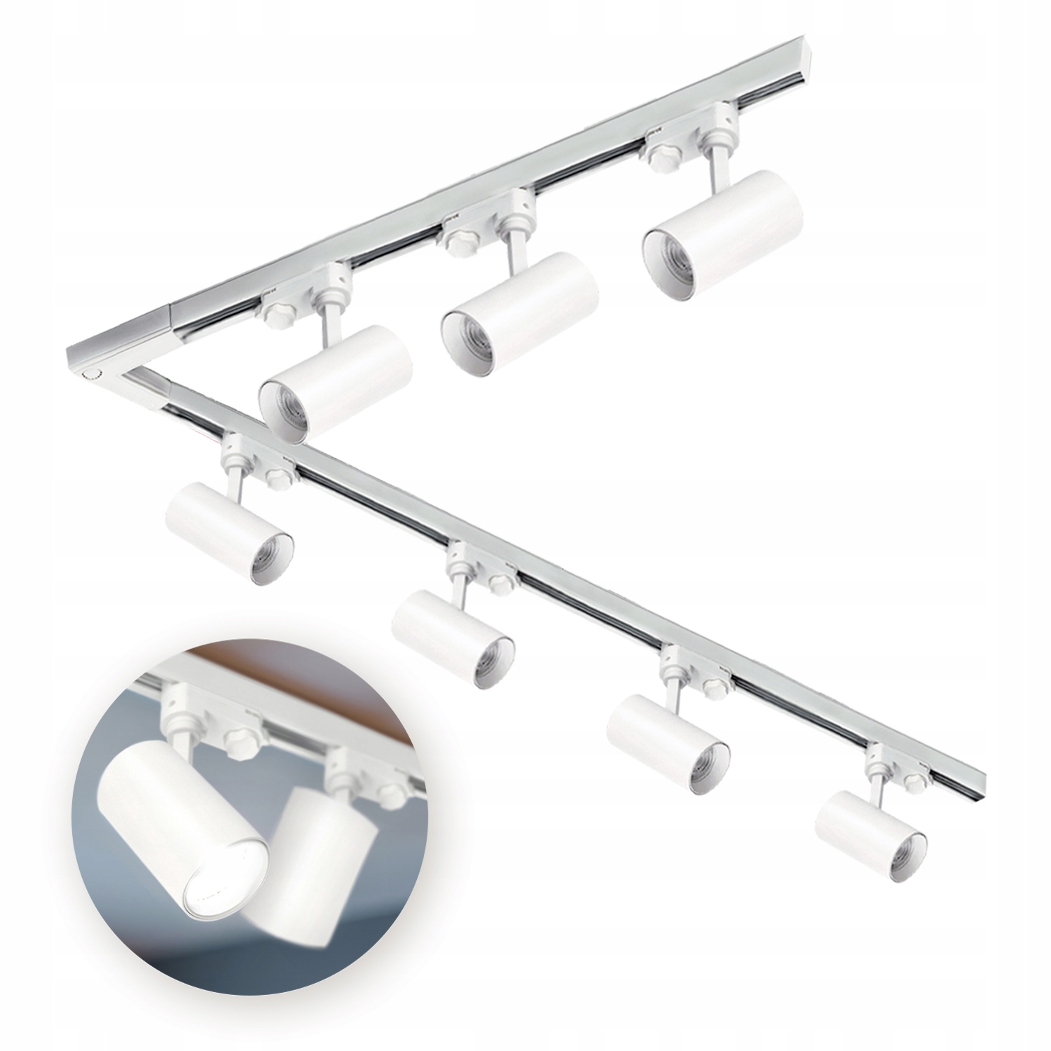 3-fázový kolejnicový systém 1m+2m, L, pravý, 7x reflektor na GU10, bílý