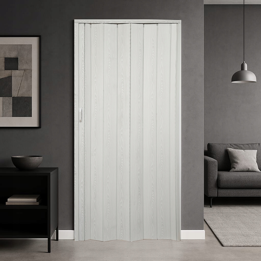 Drzwi harmonijkowe składane przesuwne EvolveDesign 6mm White Birch 83 cm