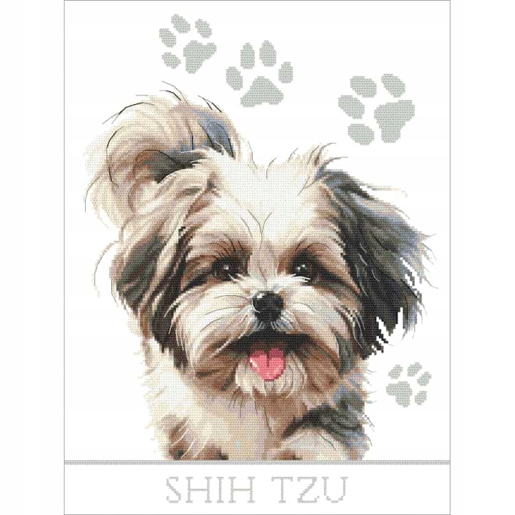 Křížková výšivka Vyšívací sada Pes Shih tzu