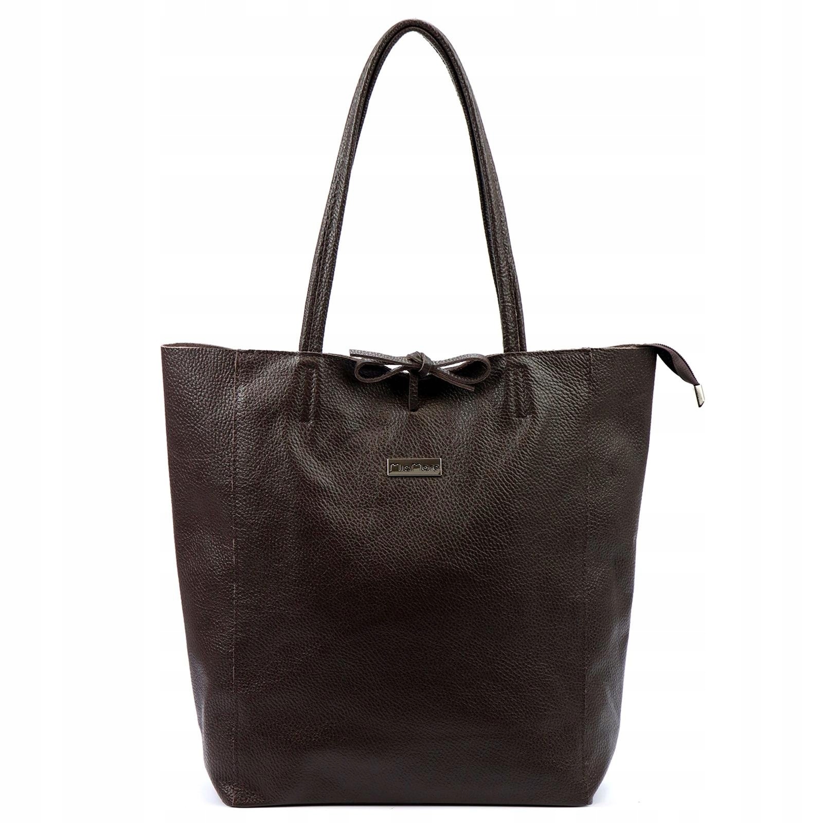 Dámská kabelka shopper kožená tmavě hnědá A4 MiaMore