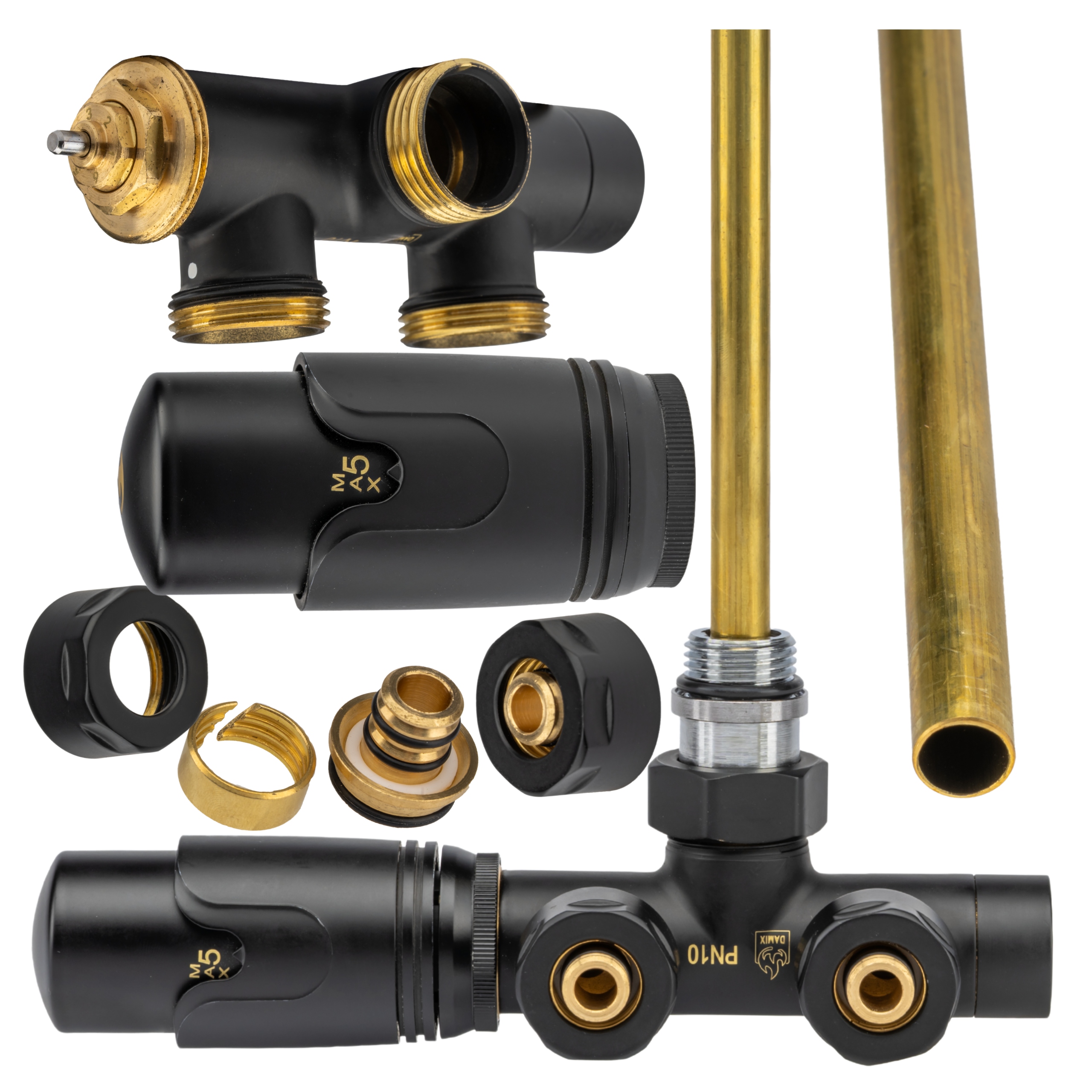 Sestava Pro Připojení Koupelnového Radiátoru Černá Matná S Univerzální Trubkou