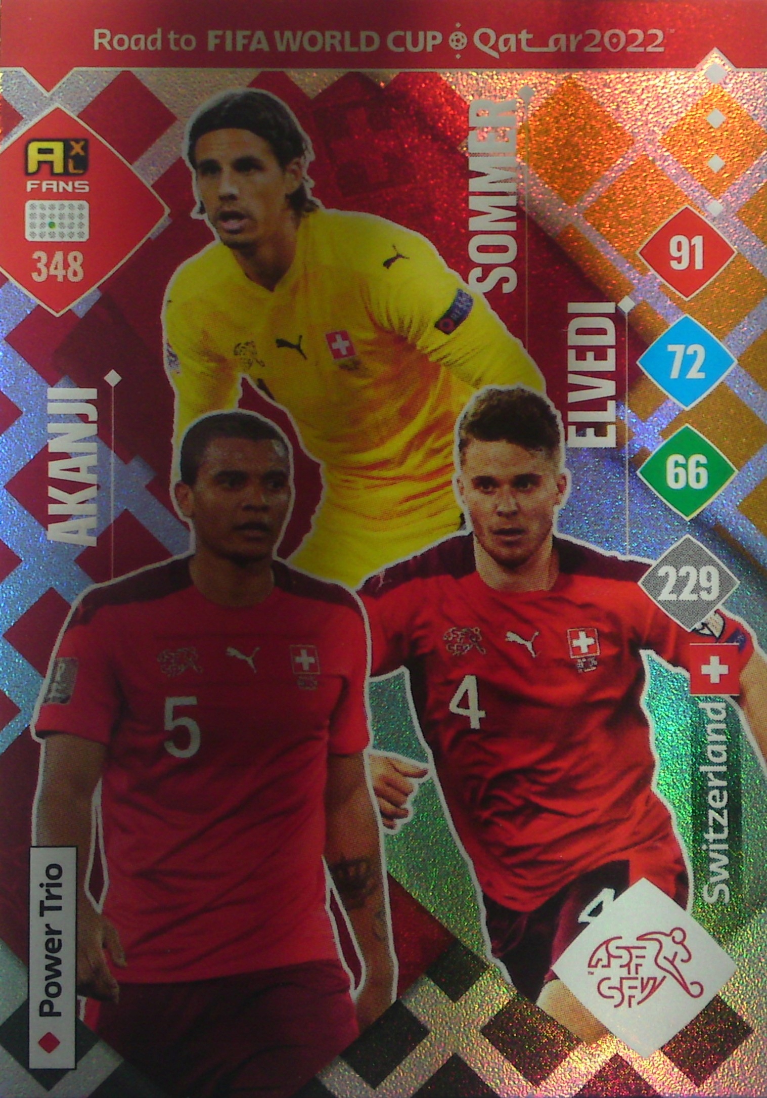 Karta Piłkarska Panini Road Fifa World Qatar 2022 Power Trio Szwajcaria 348