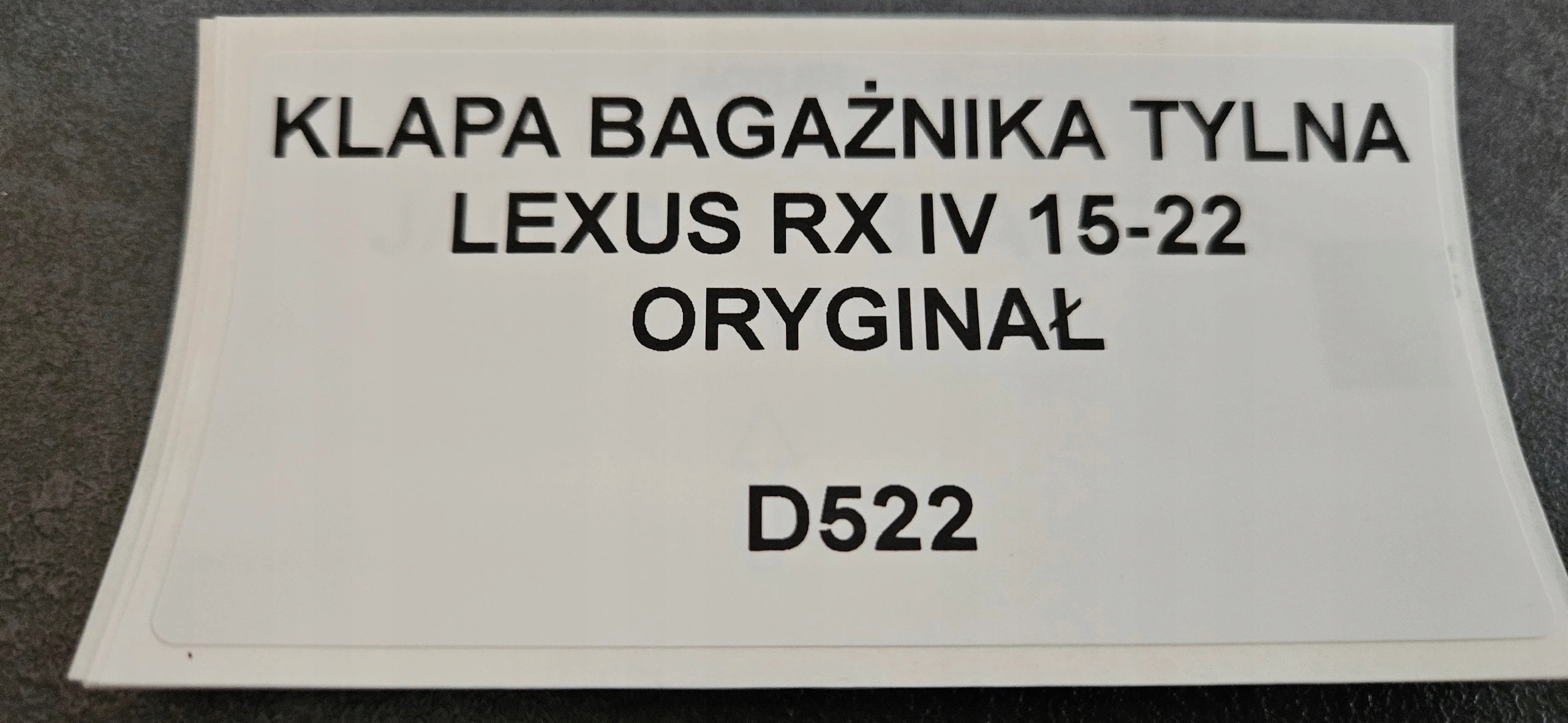 trunk door boot rear LEXUS RX IV 15-22 original