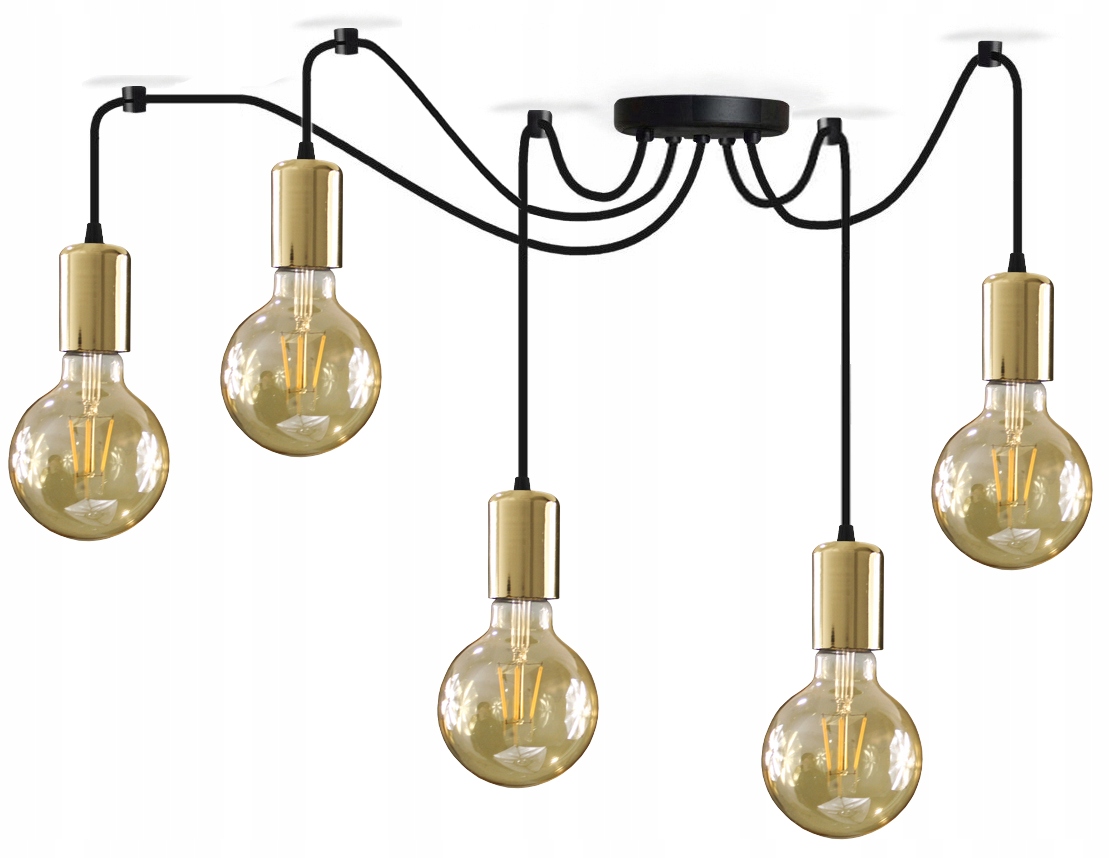 Závěsná stropní lustrová lampa Pajak Edison 5 Loft, závěsná stropní svítidla