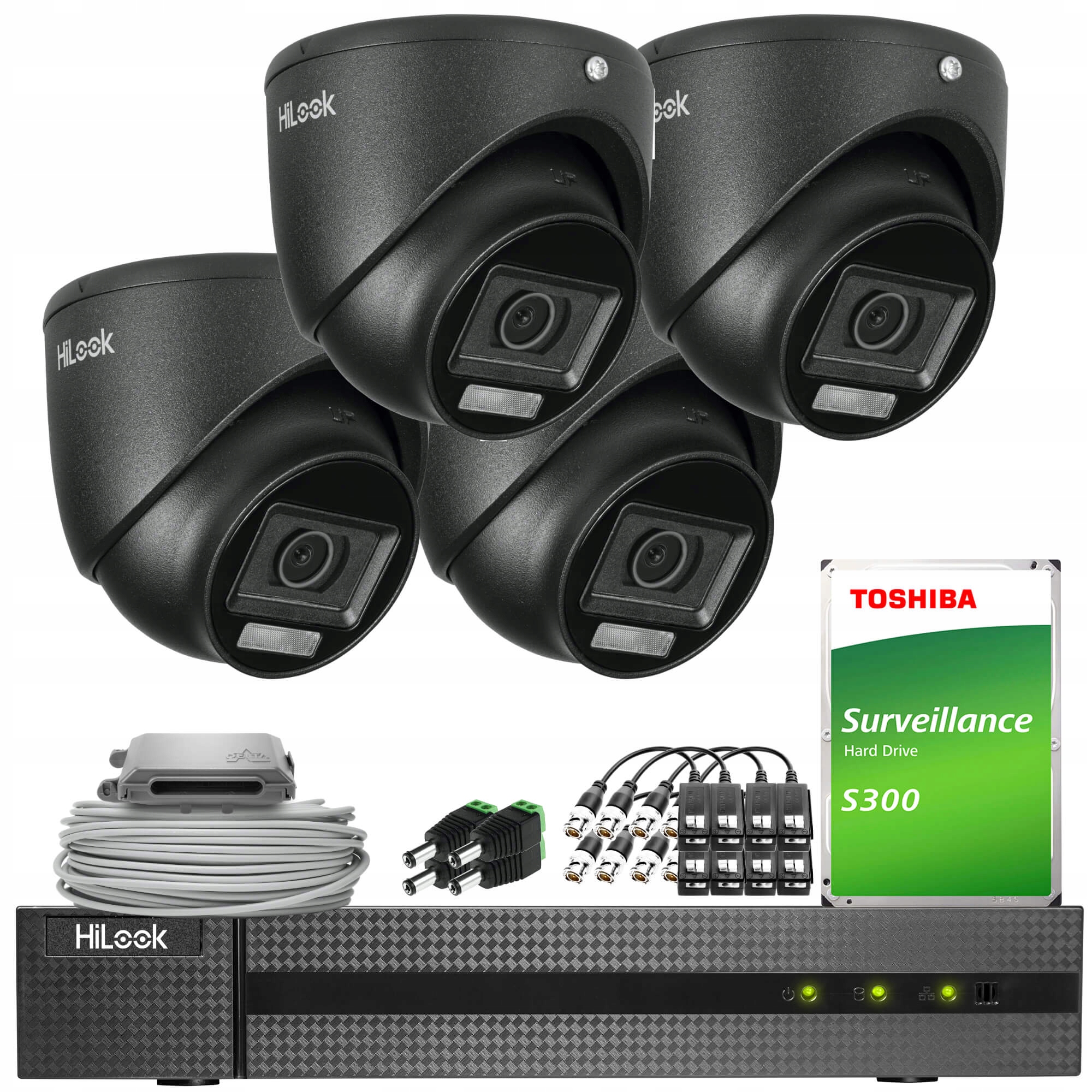 Zestaw do monitringu 4w1 4x TVICAM-T8M-20DL Black 8Mpx Hybrid-Light 30m