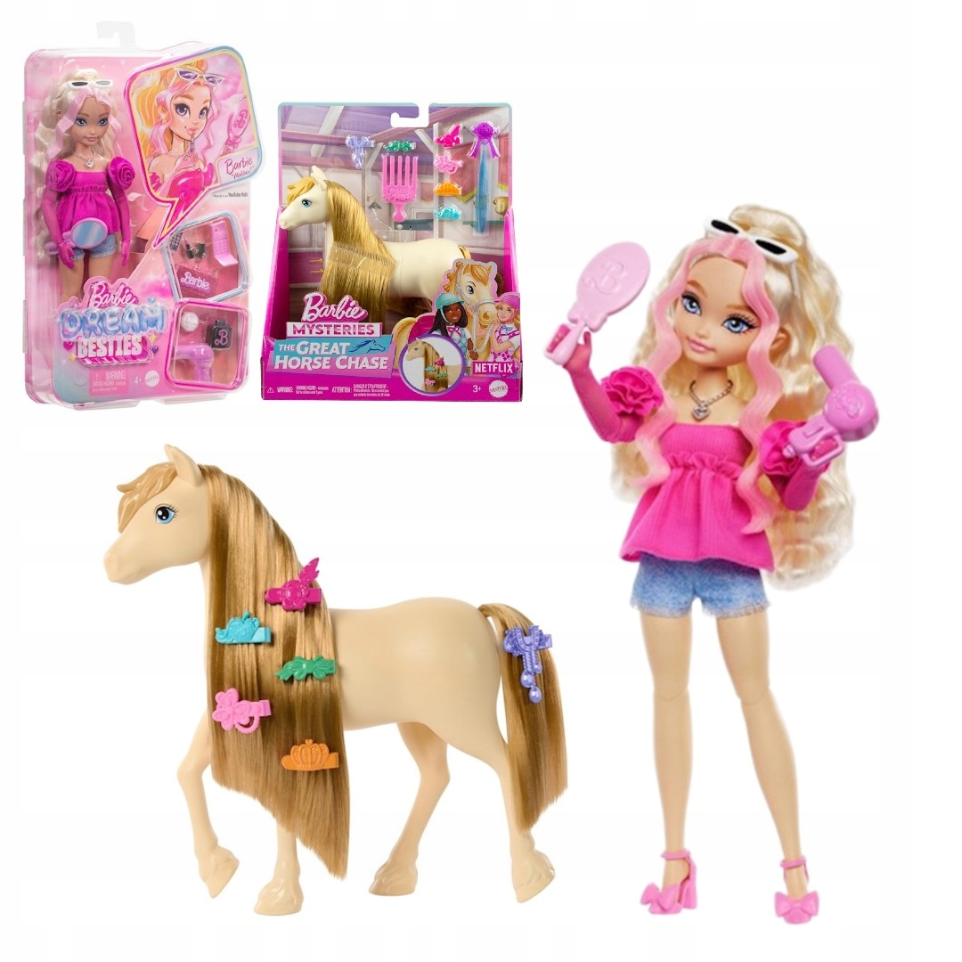 Barbie Zestaw Do Stylizacji Lalka Besties Koń Kucyk Tornado HYC21 HXJ36