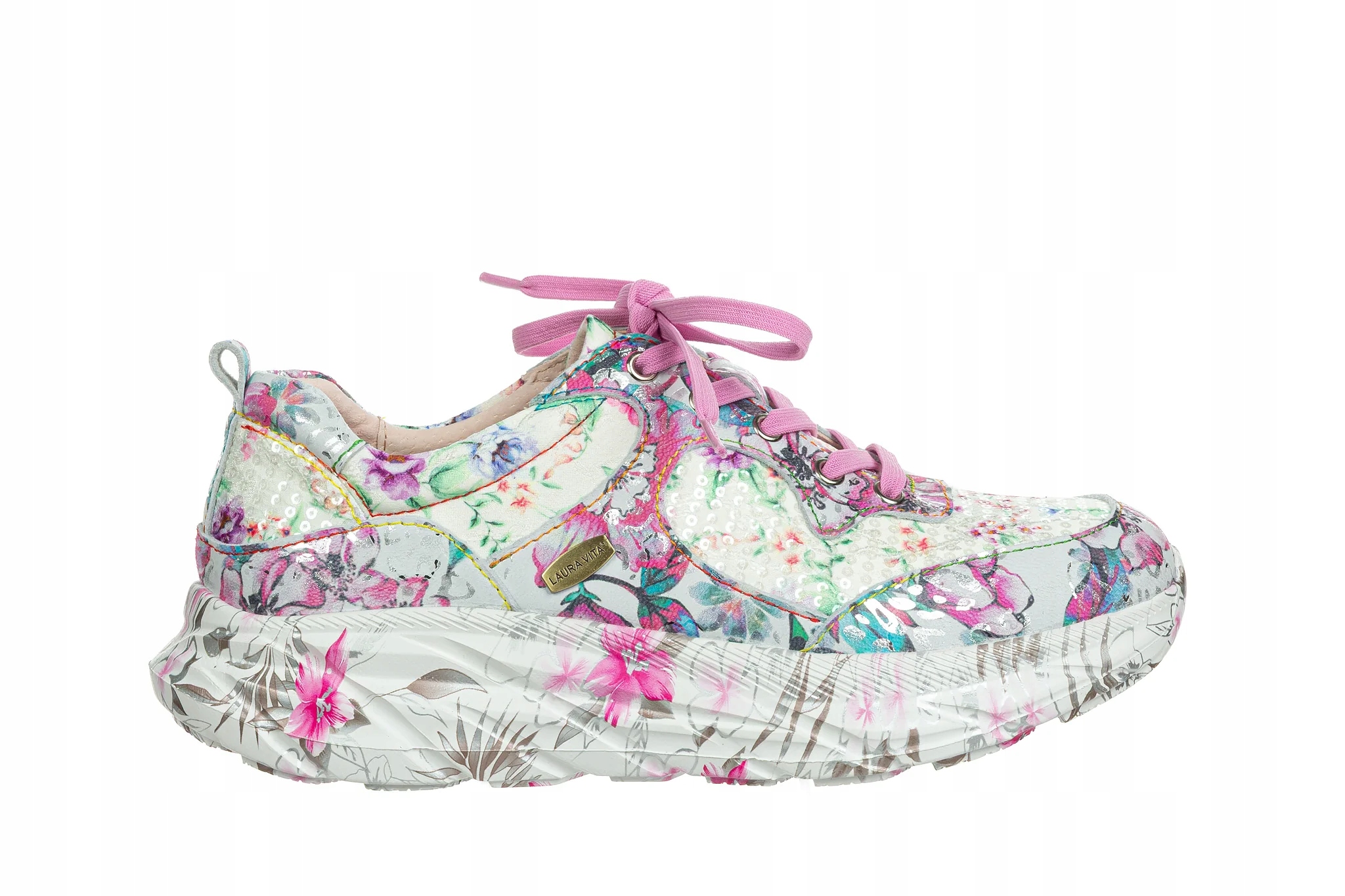 Skórzane Sneakersy Damskie Laura Vita Sofiao 07 Rose Biały Róż rozm.39