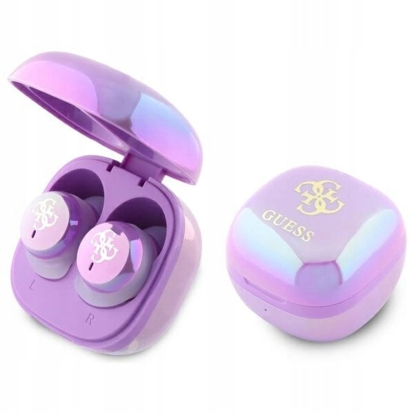 Sluchátka Guess 4G Printed Logo Bluetooth Tws dokovací stanice fialová