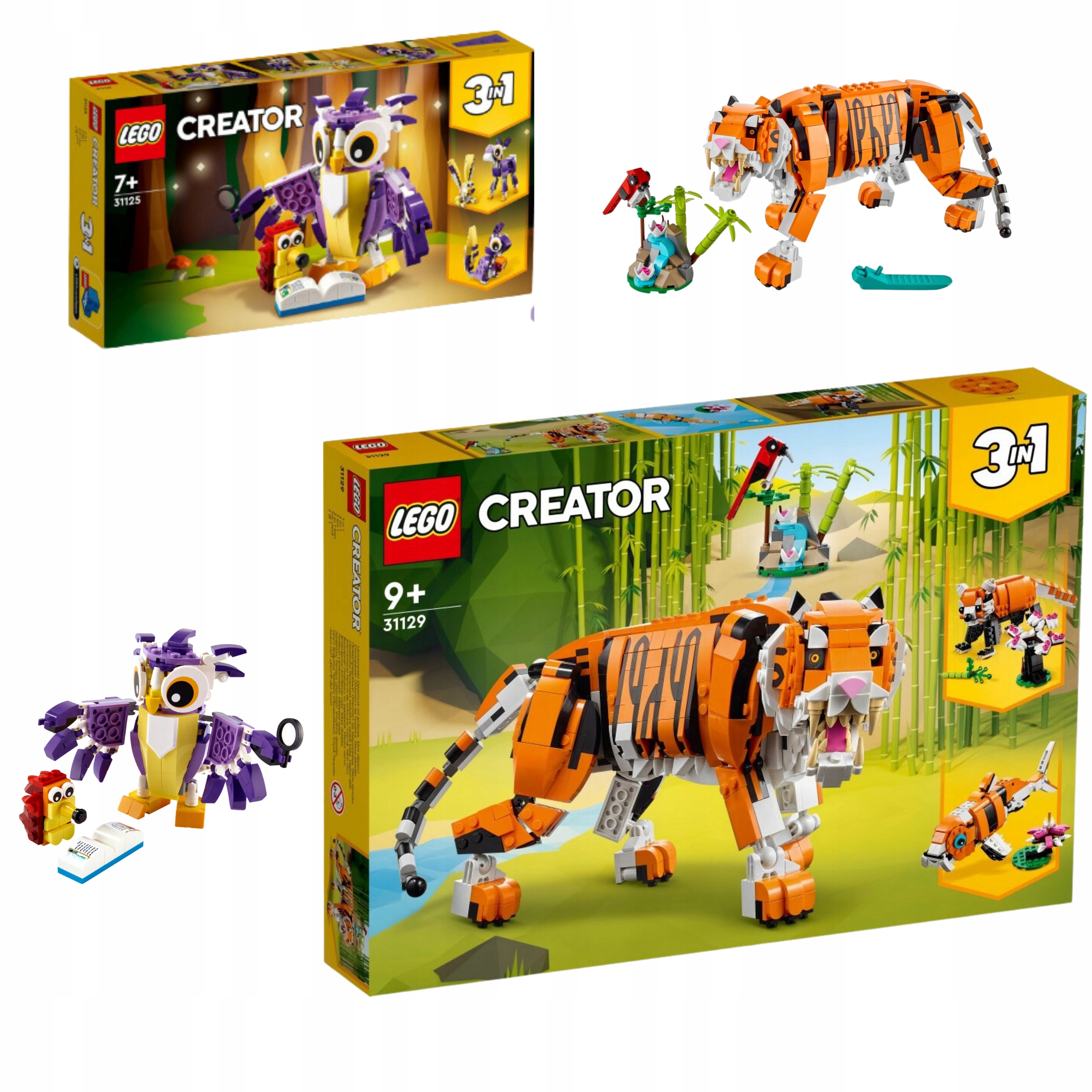 Lego Creator Zestaw Tygrys Leśne Stworzenia Majestatyczny Tiger Sowa Jeżyk
