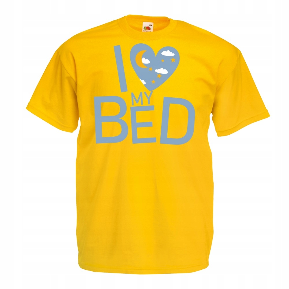 

Koszulka I love my bed łóżko spanie S żółta