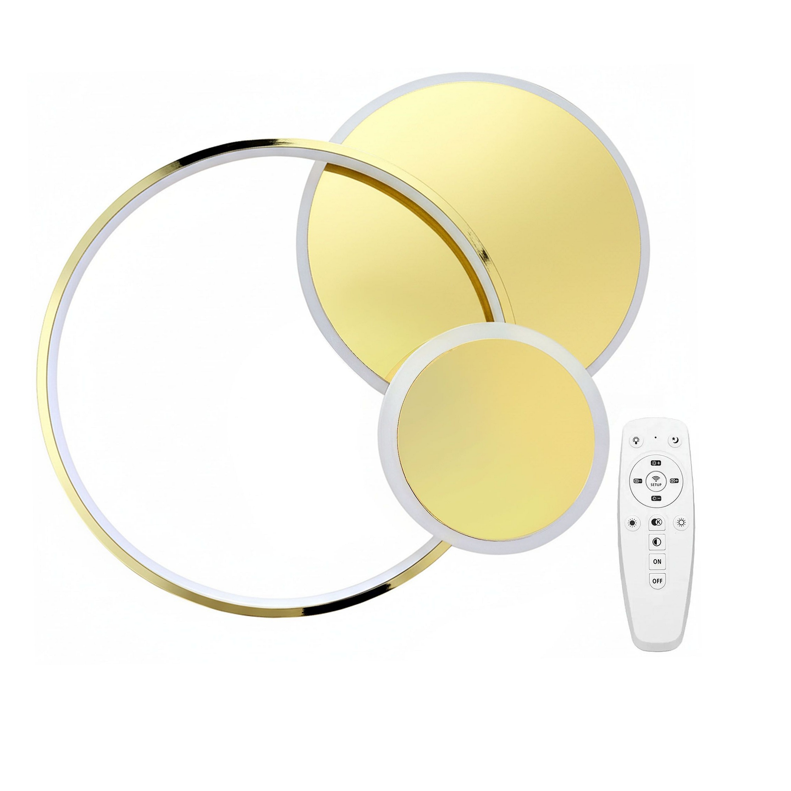 Zlatá stropná Led lampa 60W Tri kruhy Diaľkový Ovládač Elegantná