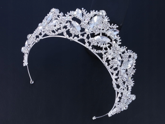 Korona Tiara Diadem SREBRNA Ślubna 18stka Cyrkonie Kod producenta L40