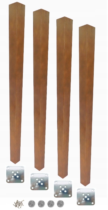 Sada 4x drevené nábytkové lichobežníkové nohy 72 cm 5x3,5 orechové upevnenie