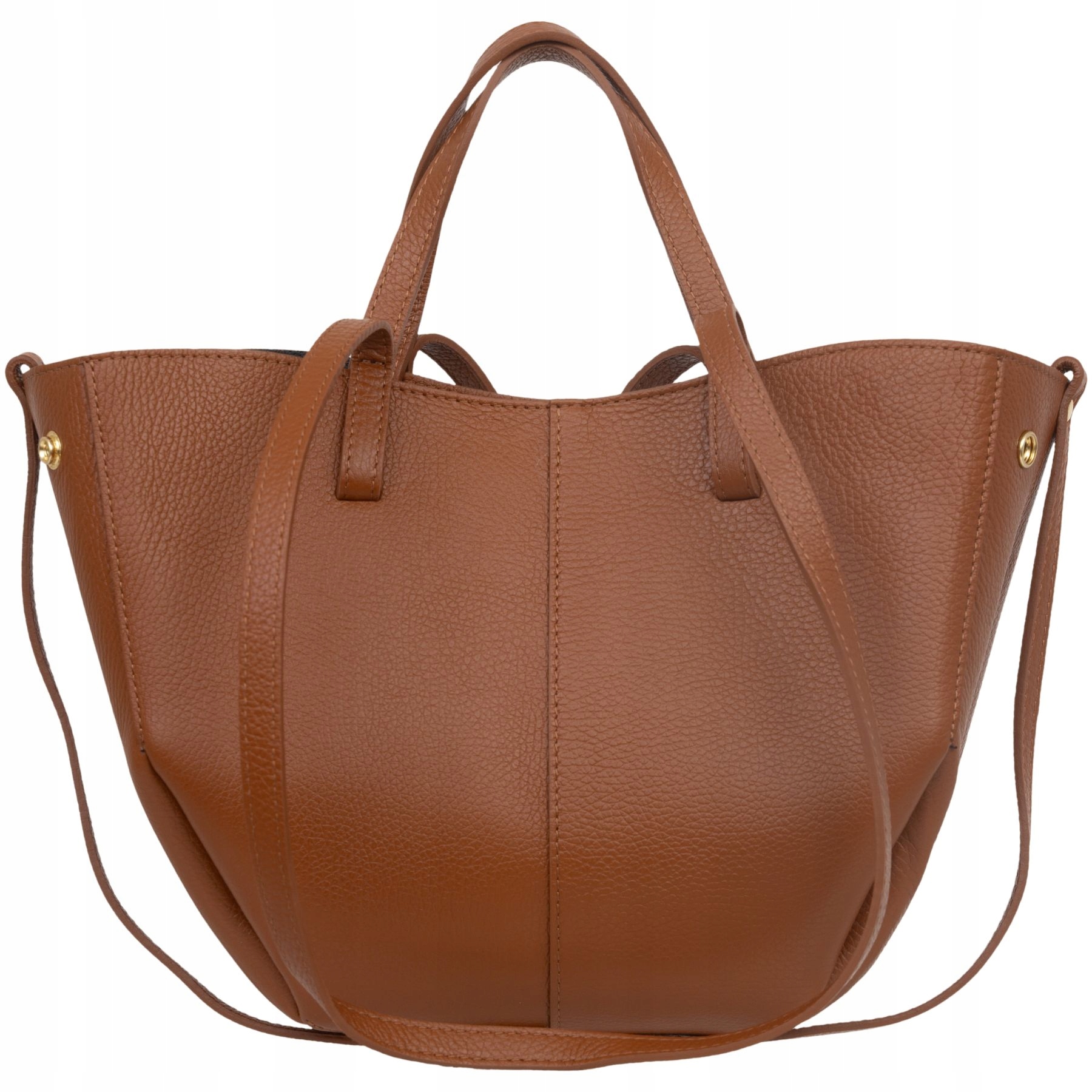 Vera Pelle camel torebka shopper skóra naturalna karmelowa łódka