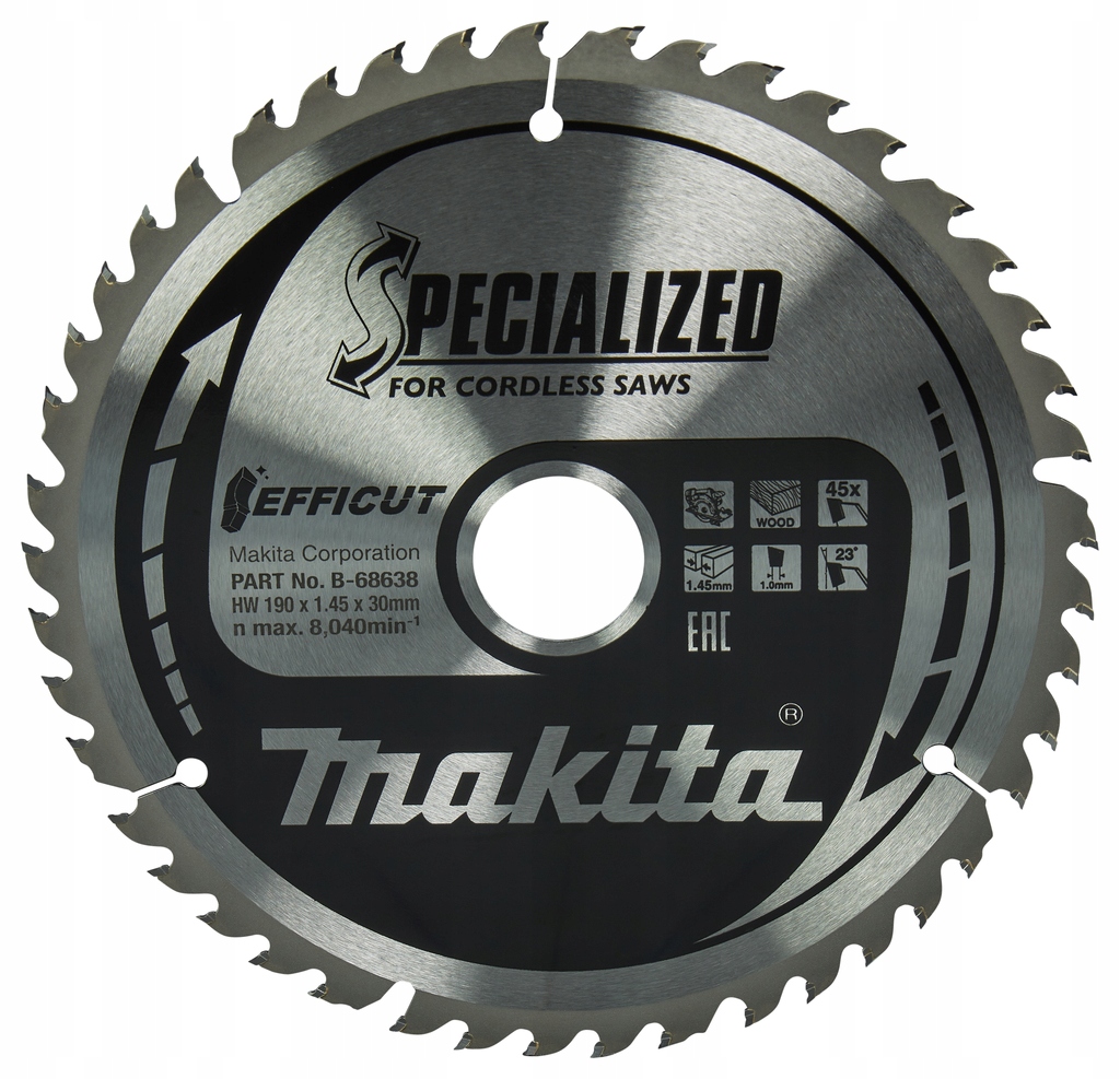 Makita kotouč pilový dřevo Efficut 190x1.45x30 mm 45 zubů B-68638