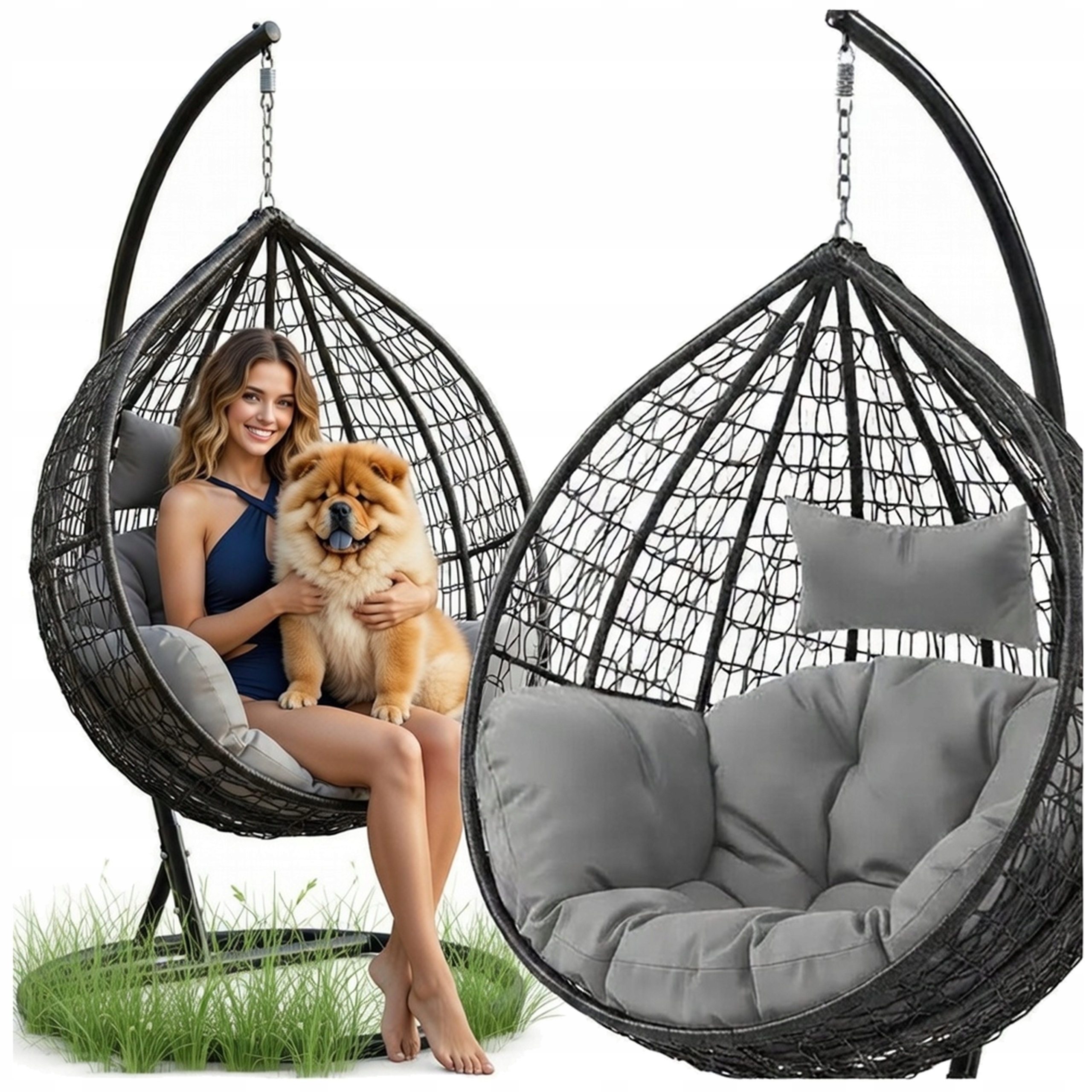 Zahradní Závěsné Křeslo Houpací Koš Houpačka Vejce Kokon Velké Polštáře