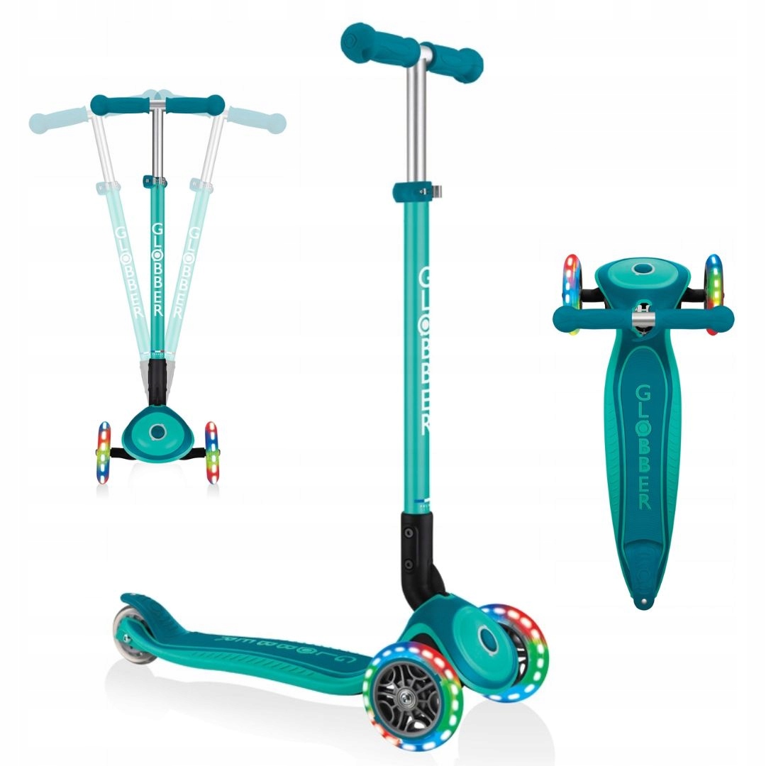 Lehká skládací koloběžka pro dítě s 3-kolovou regulací Led Globber Primo