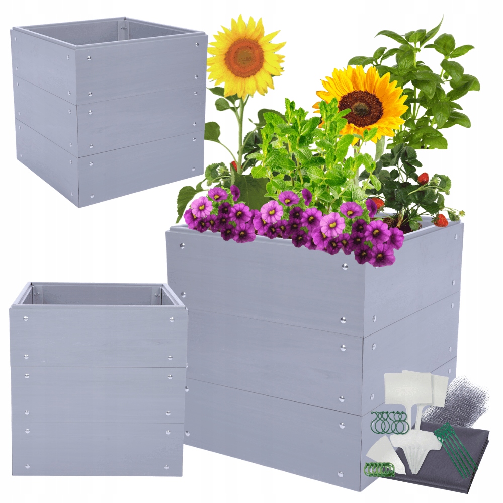 Plastový box na zeleninu, vyvýšený záhon, zeleninová zahrada, Pvc, 60x80x80