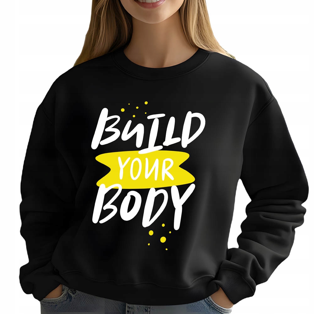Mikina Černá Build Your Body Dárek Do Posilovny Trendy Viral Vel S