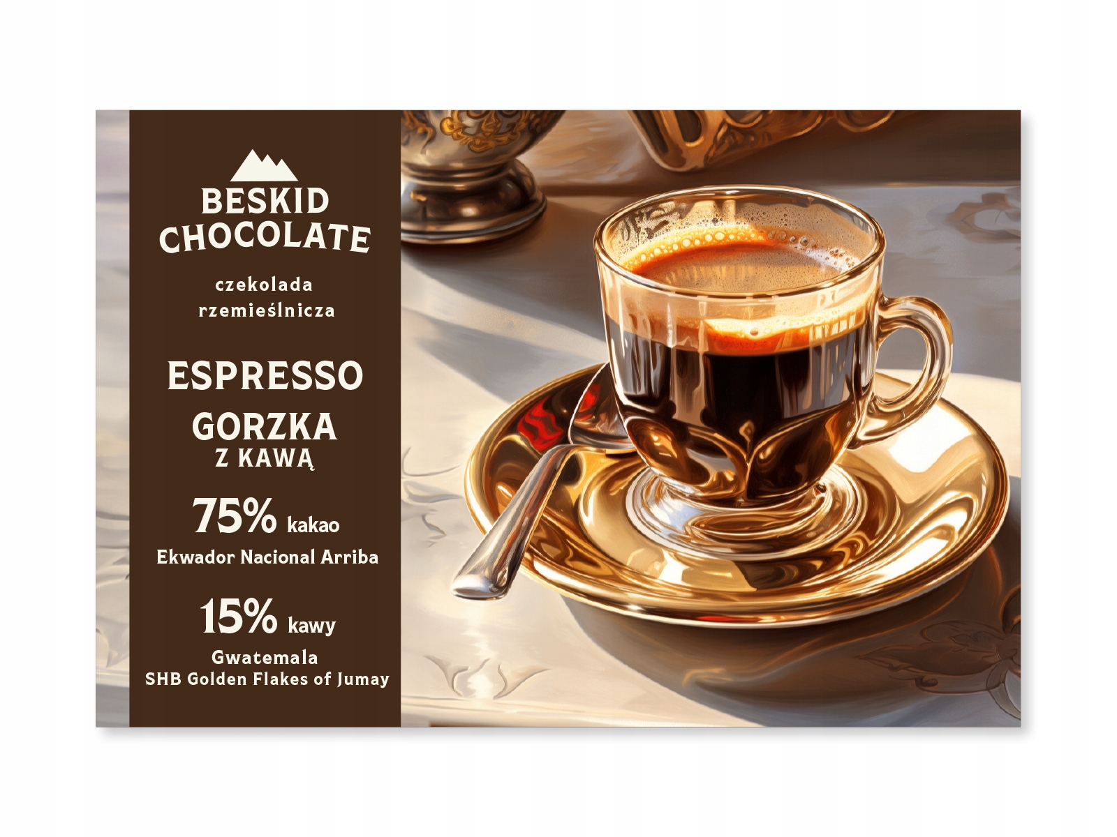 Levně 2x Hořká Čokoláda S Kávou Espresso 75% Kakao Beskid Chocolate