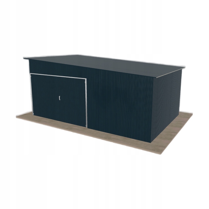 Plechová garáž 5.5 x 3.5 m s jednopolohovým spádem doprava Grafit