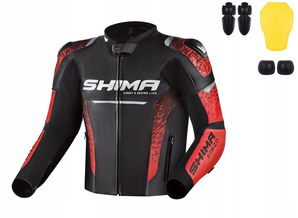 Shima Str 2.0 Blk Red Kožená motocyklová bunda