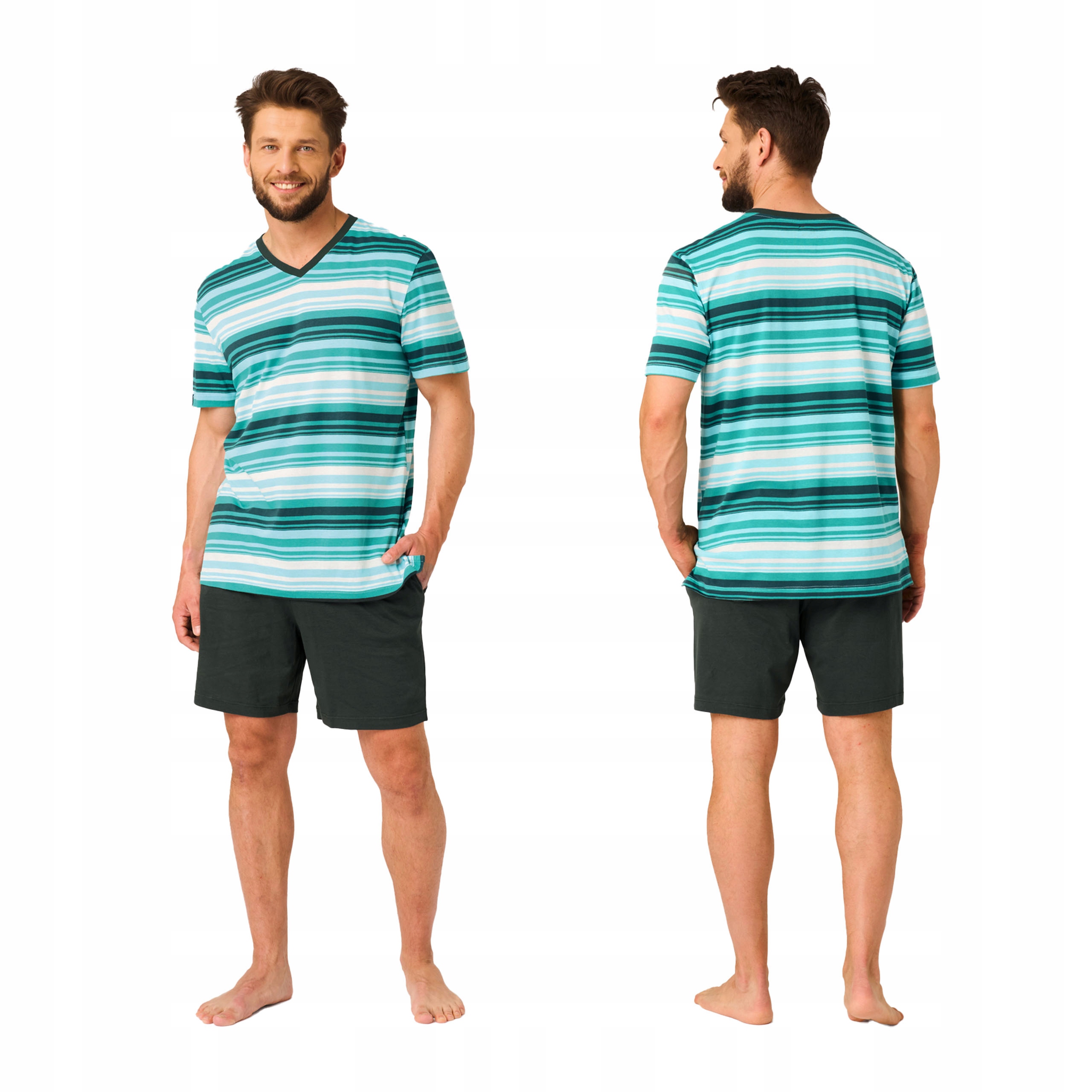 Pánské bavlněné pyžamo s krátkým rukávem, kraťasy, velikost M, krátké Key