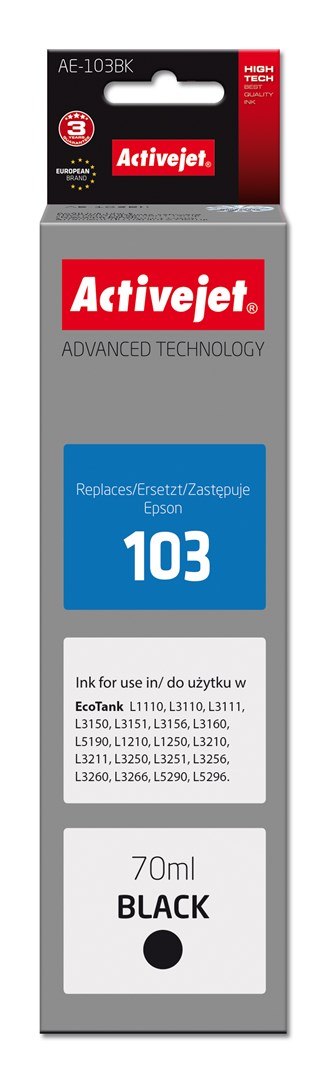 Tusz Activejet AE-103Bk (zamiennik Epson 103 C13T00S14A; Supreme; 70 ml; cz