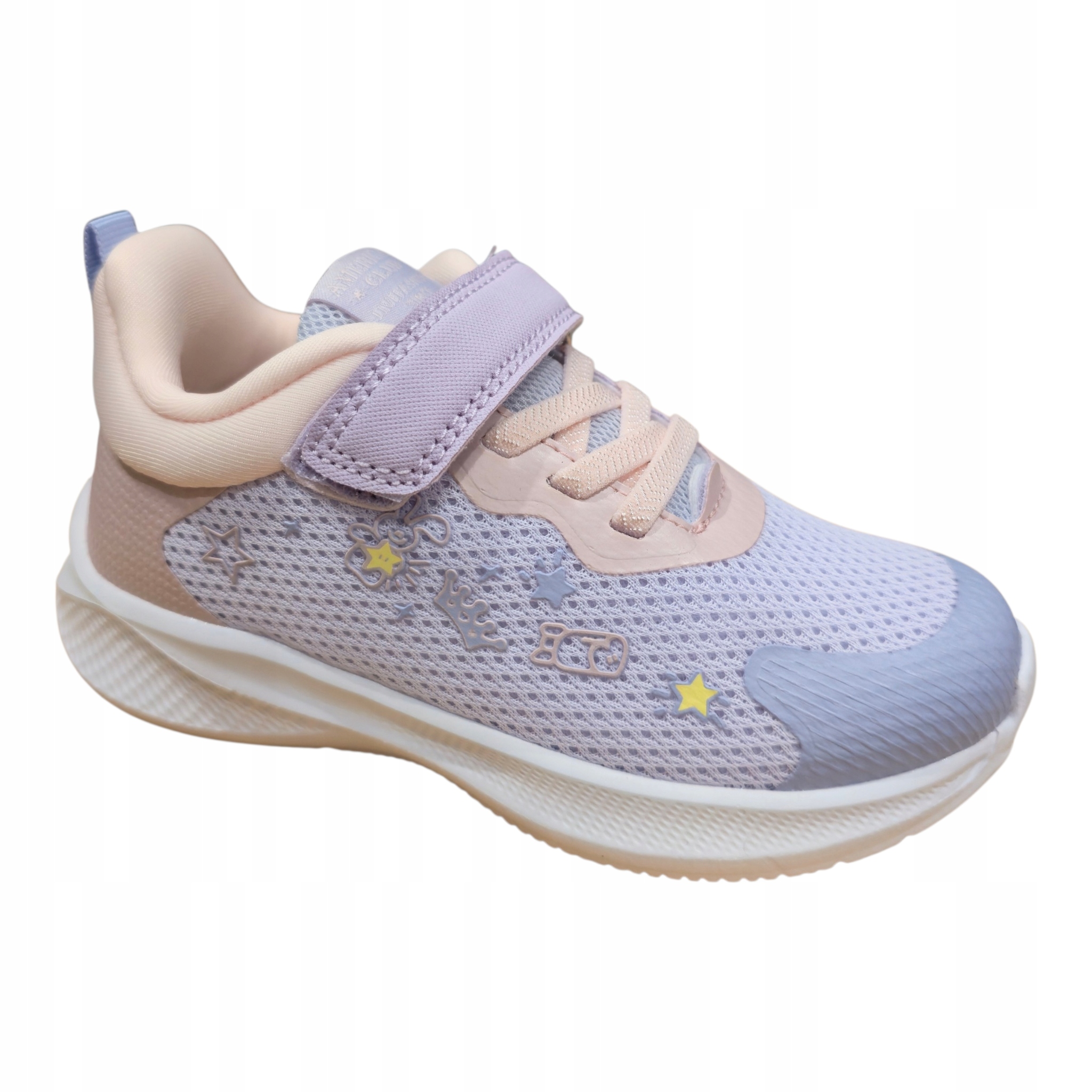 Buty Dziewczęce Siatkowe Lekkie Adidaski Sneakersy Na Rzepy Fiolet 29