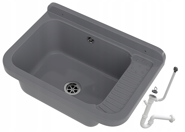 Šedý dřez technický dřez do kotelny Komora Polo technická Syfon