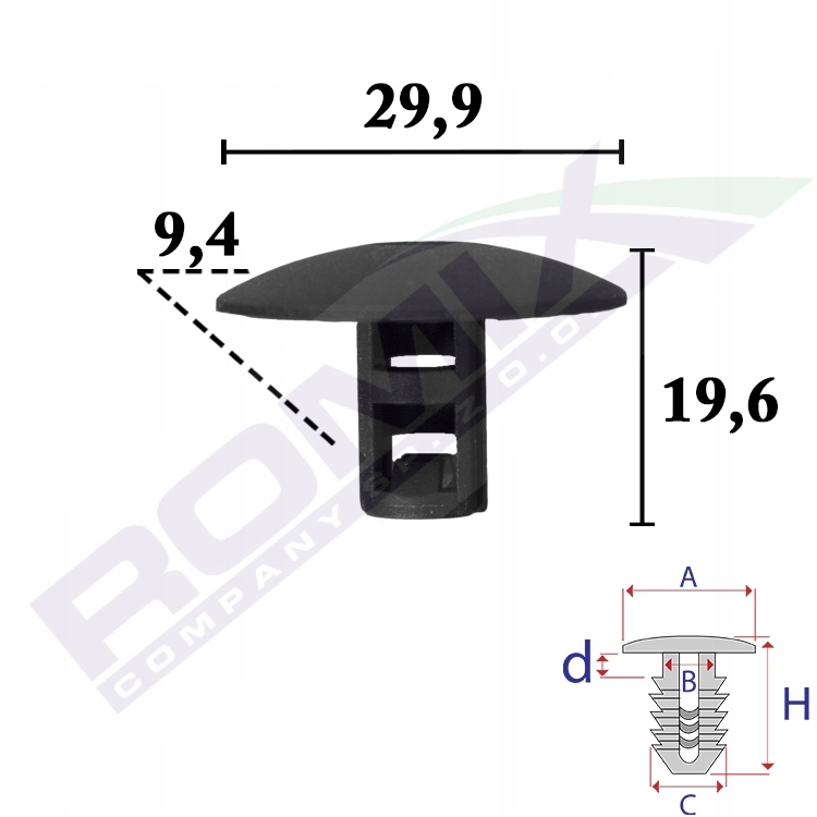 

Spinka nasadzania 9,4mm Renault Dacia x10szt