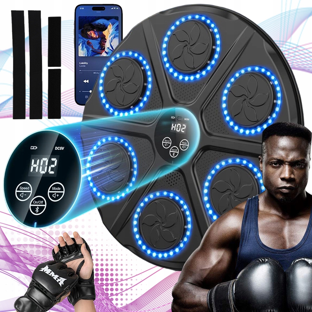 Maszyna Do Boksu Z Bluetooth Inteligentny Trening Muzyka Led 12 Trybów Dom