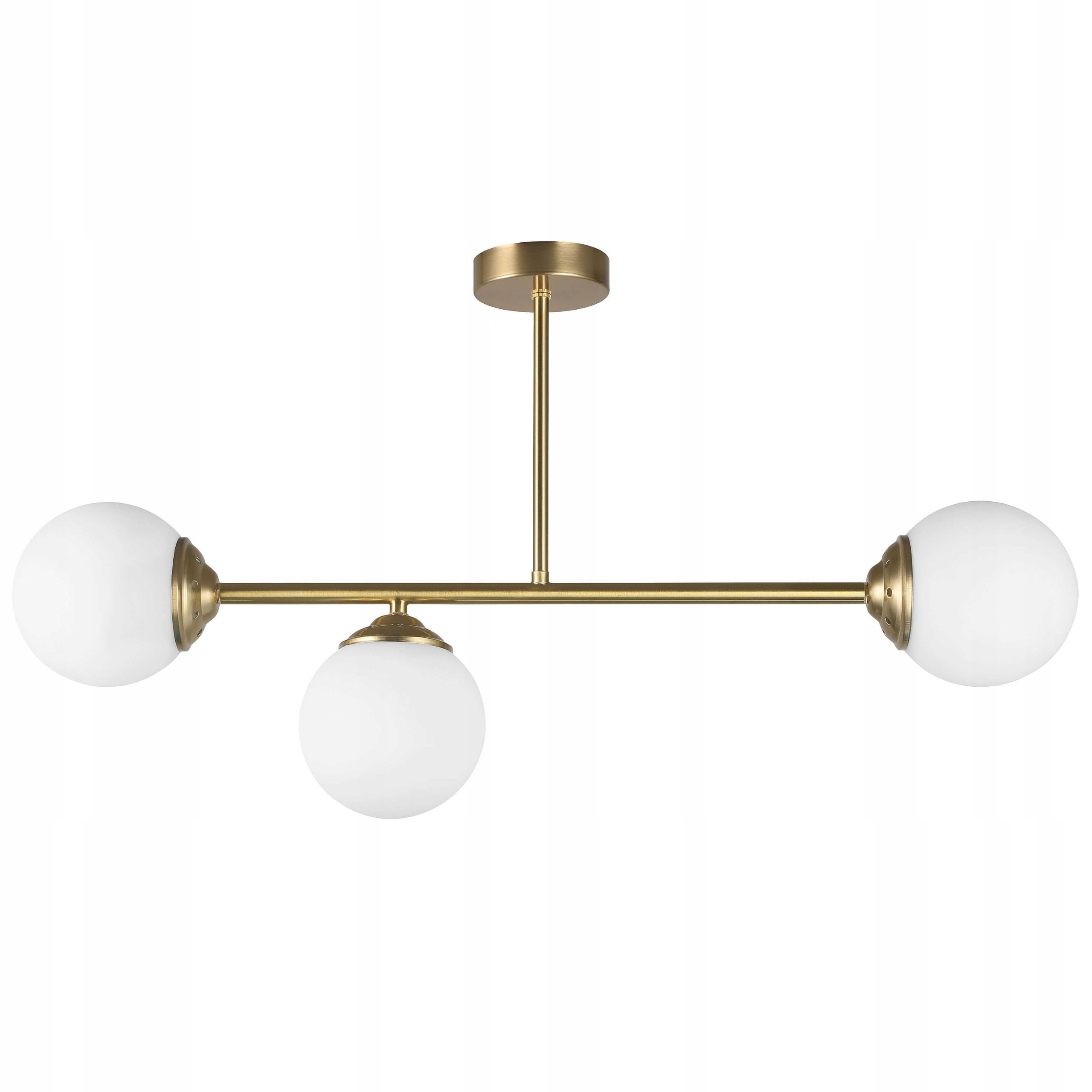 Lampa Wisząca Szczotkowane Złoto Nowoczesna Szklane Kule Białe Duna 3xE27