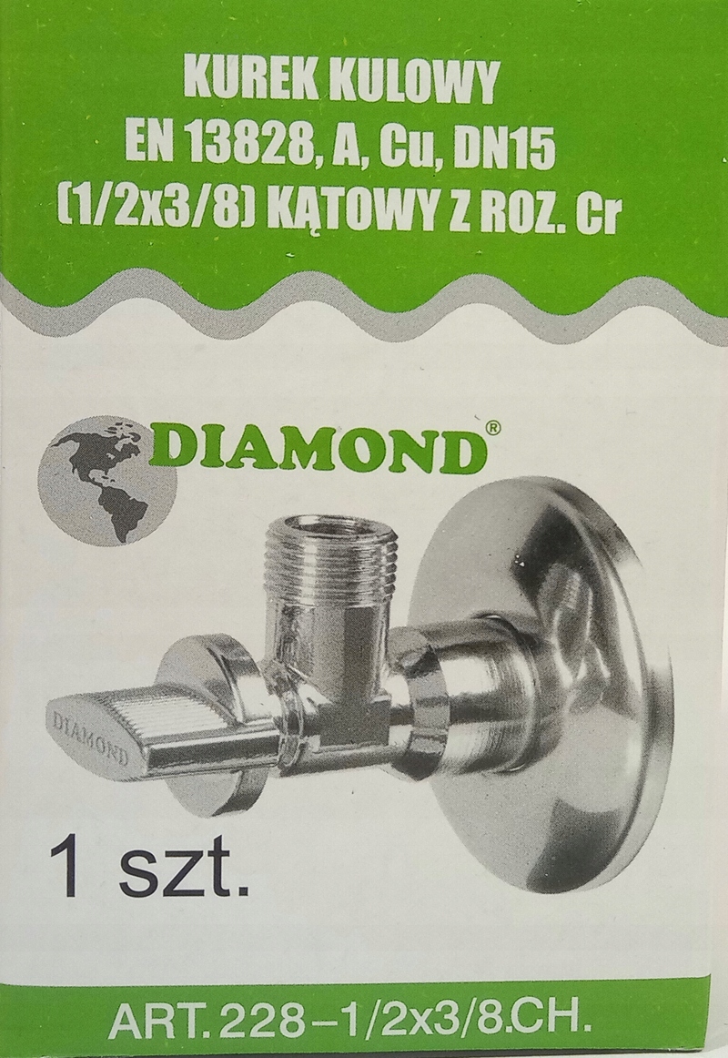 Zawór kulowy kątowy 1/2*3/8 cala -Diamond
