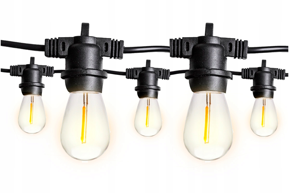 Girlanda ogrodowa czarna 10m 20 żarówek plastikowych 1W na altanę kamper