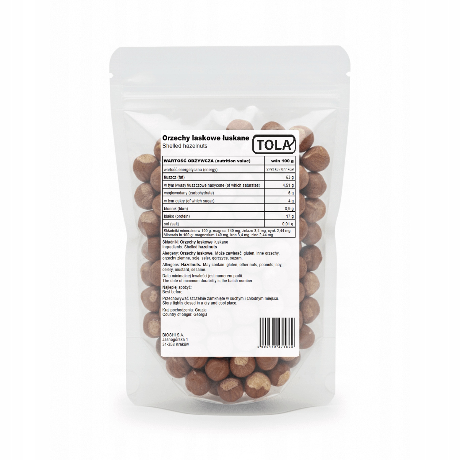 Levně Lískové ořechy 2kg přírodní, bez přísad Tola