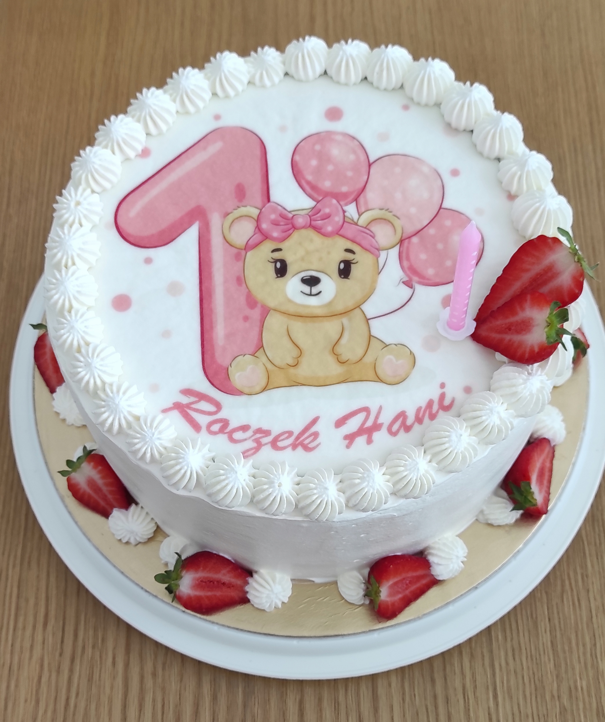 OPŁATEK NA TORT 11 MIŚ RÓŻ ROCZEK ZWIERZĄTKA 20cm Motyw zwierzęta