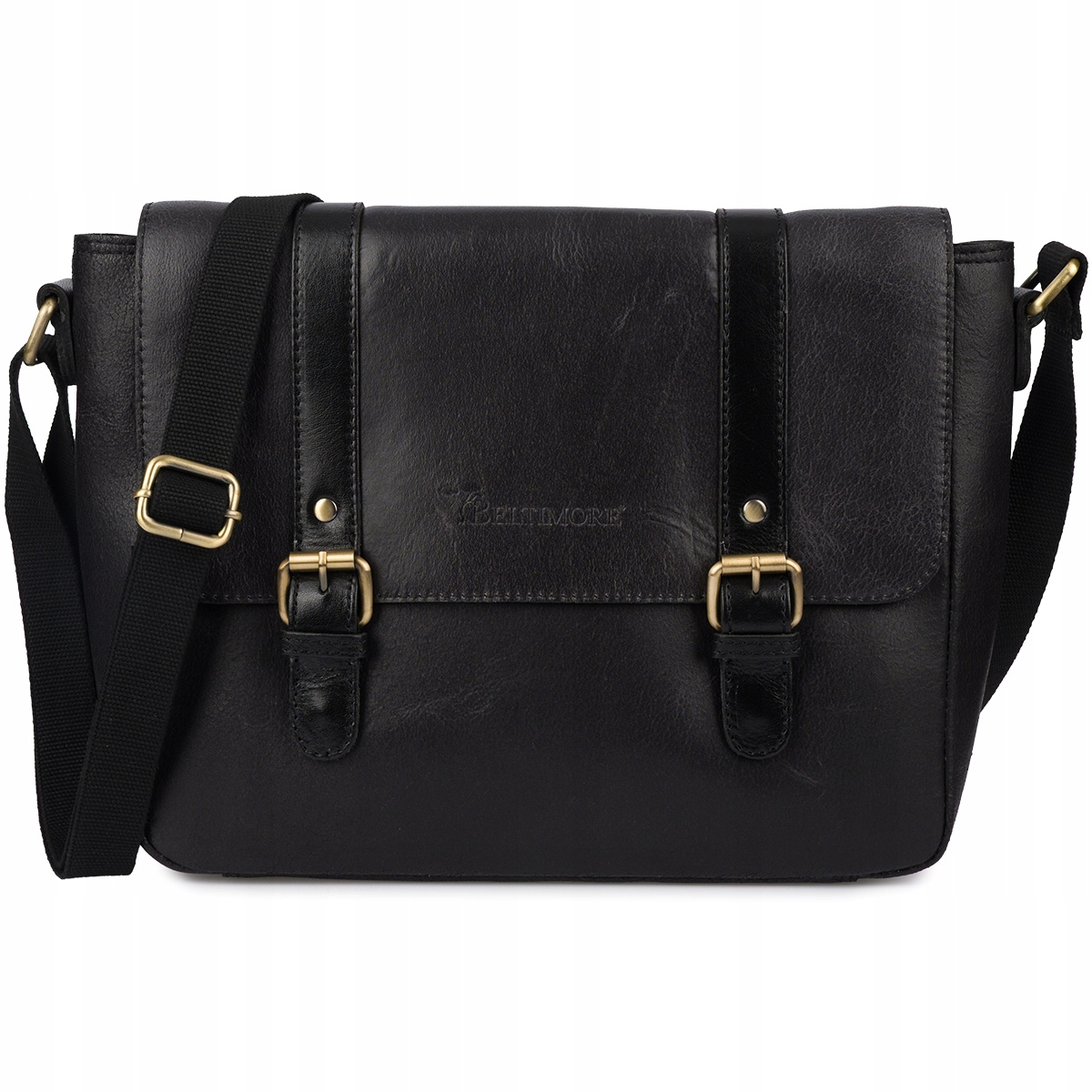 Pánská kožená taška na rameno pro notebook 13" A4 černá obchodní Beltimore