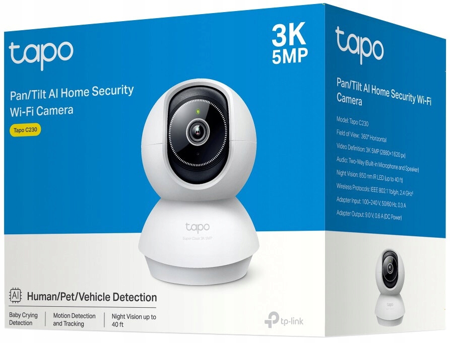 TAPO C230 3K 5MP 360° WiFi Kamera AI Nocny Tryb Audio Alexa — miniatura 12