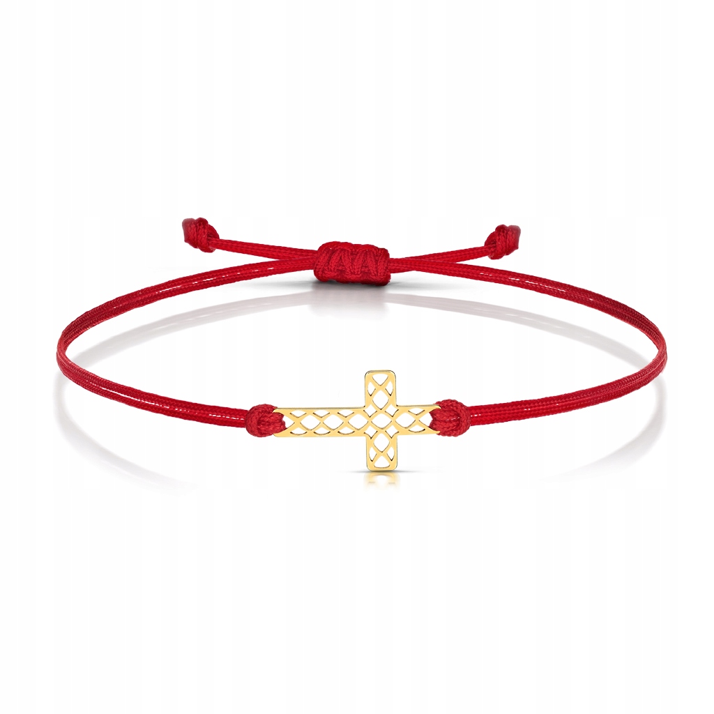 Zlatý Šňůrkový Náramek S Křížkem 585 S Gravírováním
