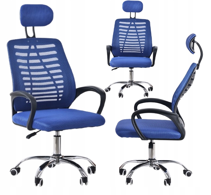 Fotel Obrotowy Krzesło Biurowe Ozi Niebieski