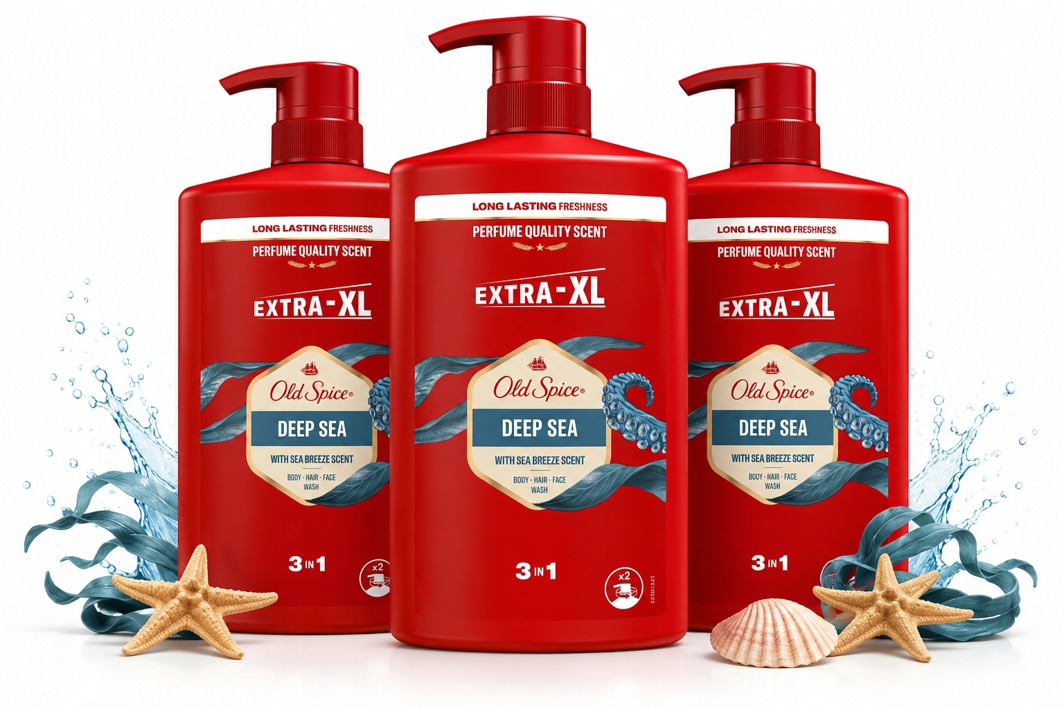 Old Spice Deep Sea 3w1 Męski Zestaw Do Ciała Pod Prysznic 3 × 1000 ml
